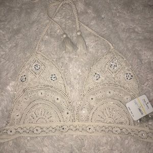 NWT! Free people white jeweled bralette!